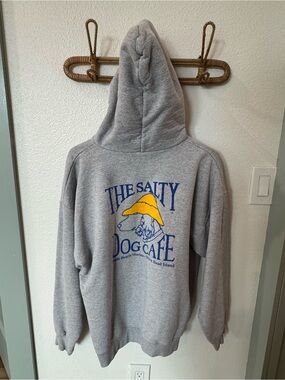 Hanes Gray Hoodie with Blue and Yellow Salty Dog Cafe Graphic